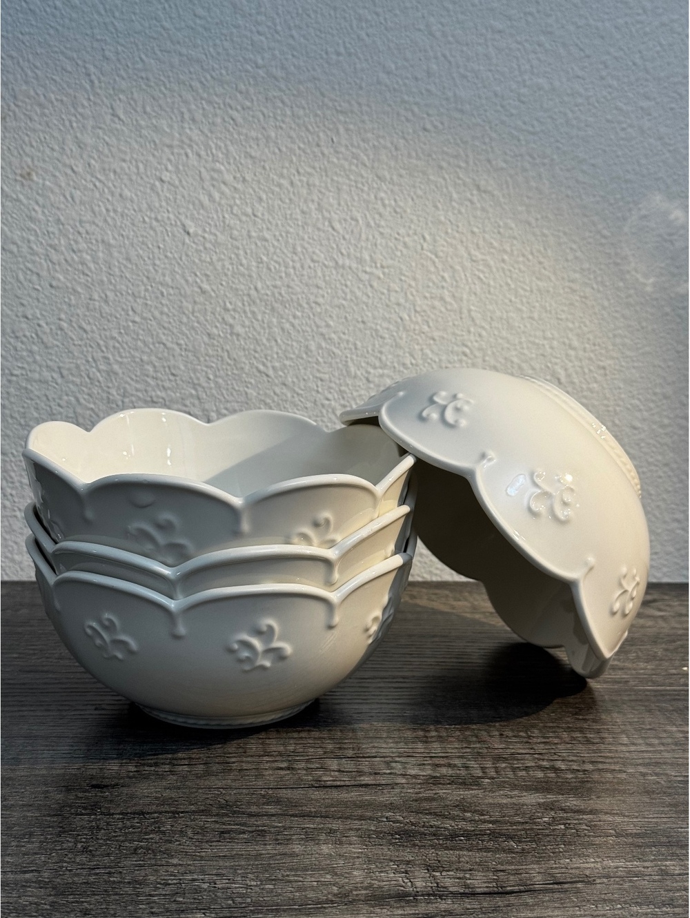 Princess House Marbella White Soup Cereal Bowls 22 oz Set of 4 #1702
